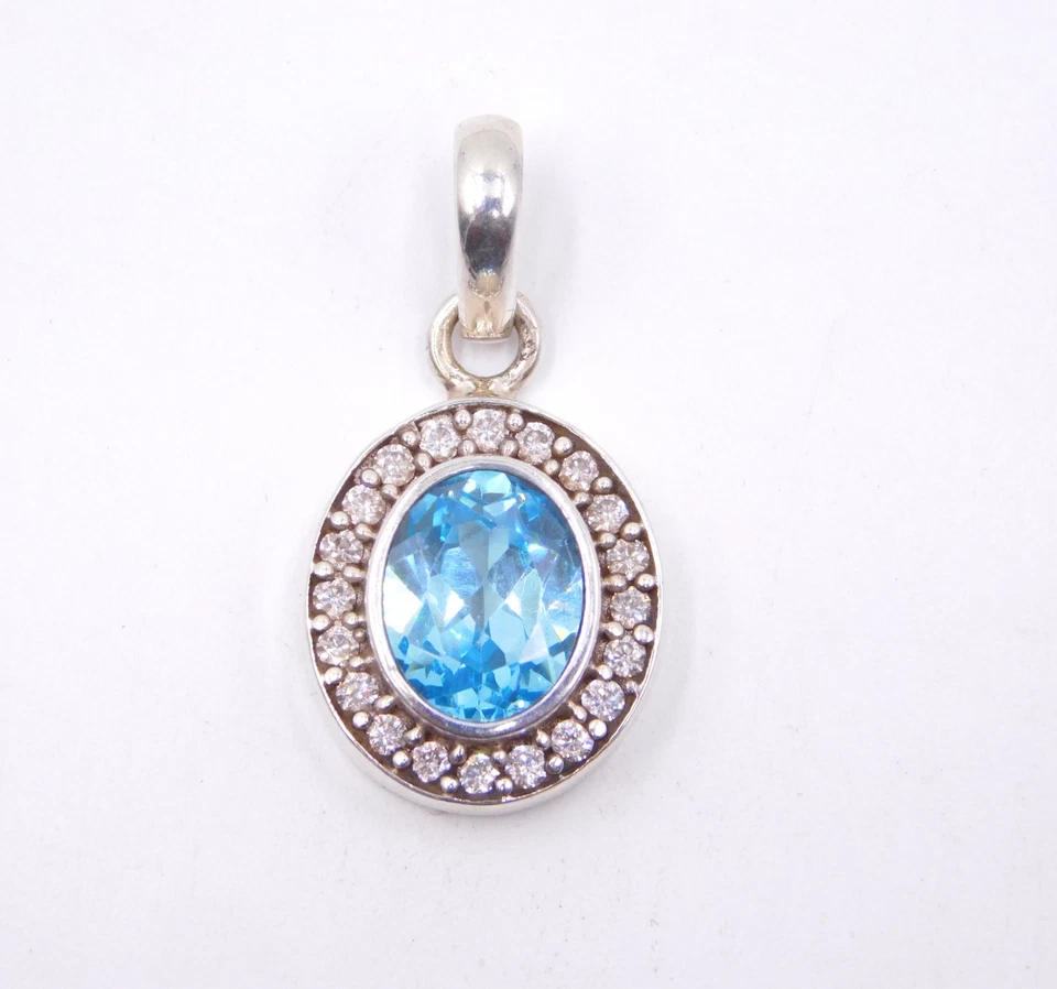 Creato IN Laboratorio Topazio Blu C.Z & C.Z Pietra Bicolore 925 Argento Sterling - Immagine 1 di 4