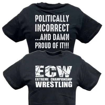 Camiseta negra ECW Politically Incorrect Damn Proud Wrestling Foto 1 de 4