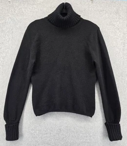 Vtg Mercer & Madison Pullover Sweater Sz L Black Turtleneck 100% Merino Wool - Picture 1 of 5