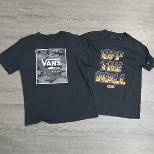 Lot If 2 VANS Off The Wall Boy's Youth Short Sleeve T-Shirts Sz Large & Medium - Picture 1 of 14