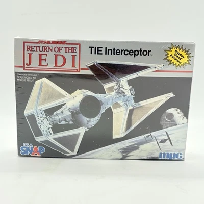 Star Wars Tie Interceptor MPC ERTL Snapfast Model Kit 8931 Vtg 1990 New Bad Box - Image 1 of 4