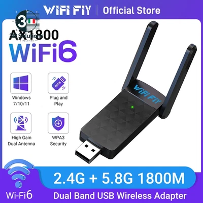 Adattatore Wifi 6 USB 1800Mbps Dual Band 5G/2.4G Con Antenna per PC - Image 1 of 4