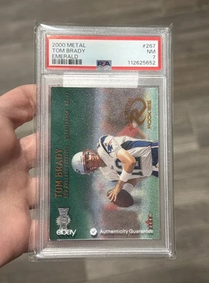 Fleer Metal 2000 raro SSP metal esmeralda #267 Tom Brady radiocontrol novato PSA 7 casi nuevo Foto 1 de 2