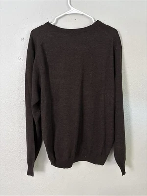 Suéter Garret Scott Extra Fino Lana Merino Cuello en V Ligero Marrón XL Foto 1 de 3