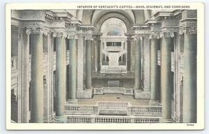 Postcard Interior of Kentuckys Capitol Nave Stariway & Corridors - Picture 1 of 3