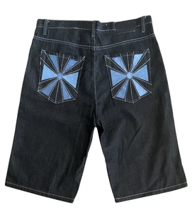 Pantalones Cortos De Colección Y2K Old Skool Bordados Sueltos Denim Jeans Hip Hop Ropa de Calle Para Hombres 38 - Imagen 1 de 9