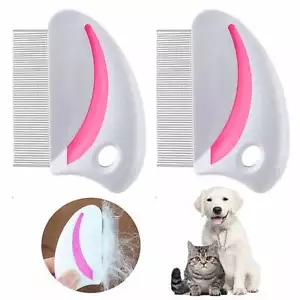2 Pc Stainless Steel Comb Dog Cat Pet Flea Metal Brush Shedding Detangling Tool - Picture 1 of 1