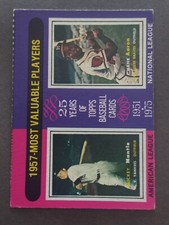 1975 O-Pee-Chee  1957 MVP Mickey Mantle Hank Aaron #195 Fair-Good