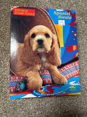 1980s Vintage Golden 100 PC Puzzle Cute Puppy Spaniel Siesta Made in USA - Image 1 of 3
