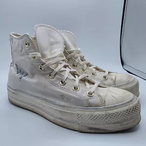 Converse Chuck Taylor All Star Lift Hi Tiny Tattoos Womens Size 10 White Shoes - Picture 1 of 13