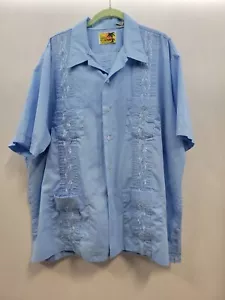 The Genuine Haband Guayabera Shirt Men XX 2XL Blue Hawaiian Button Up 3646 - Picture 1 of 6