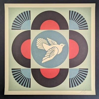 Frank Shepard Fairey, Geometric Dove (black), Lithografie, signiert, 2022 - Bild 1 von 4