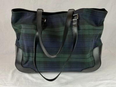 Lauren Ralph Lauren Overnight Bag Blackwatch Plaid Twill Fabric With Vinyl Trim - Image 1 of 4