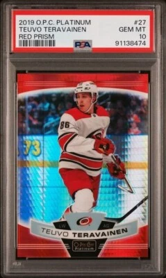 2019 OPC Platinum #27 Teuvo Teravainen Red Prism 086/199 PSA 10 Pop 1 # Match! - Image 1 of 2