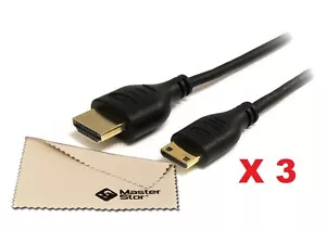 3 X 1.5 Metre HDMI to mini HDMI Gold Plated Cable HD/TV Type C 1080P Lead Cable - Bild 1 von 1