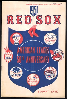 1951 New York Yankees (Mantle Rookie) at Boston Red Sox (Williams) Program EX - Image 1 of 2