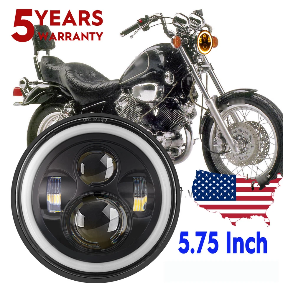 For Indian Scout Bobber Motorcycle 5-3/4" 5.75 inch LED Headlight Hi/Lo Beam DRL - Image 1 of 4