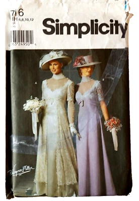 Simplicity 9716 Sze 6-12 Edwardian Style Wedding Gown Bridesmaid Dress Hat UNCUT - Image 1 of 4