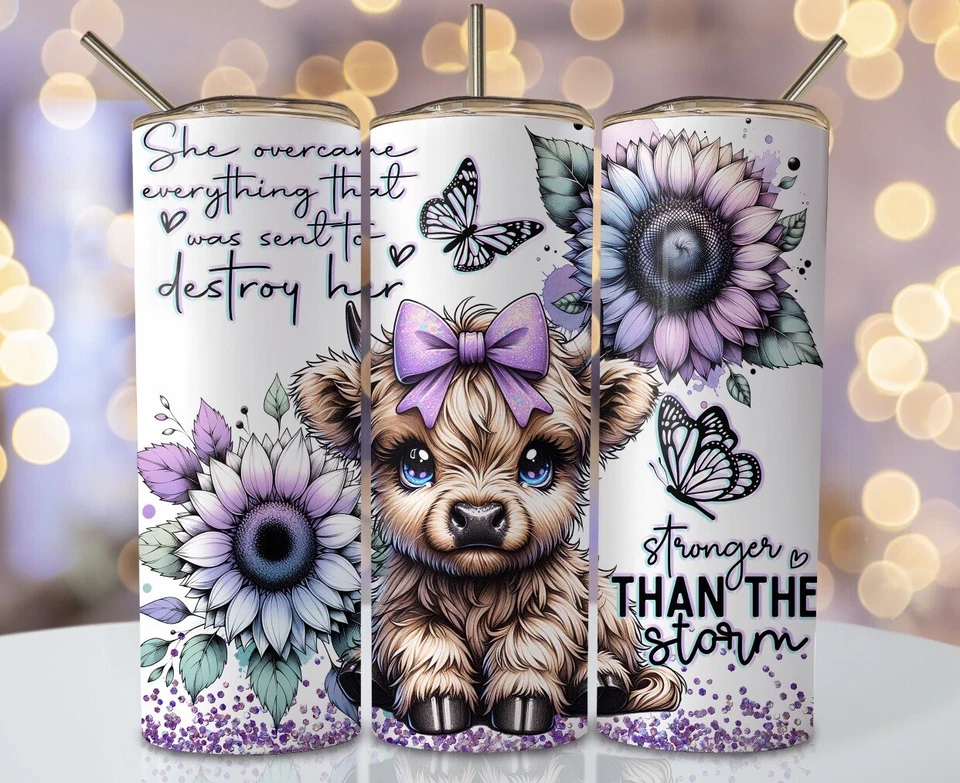 HANDMADE 20oz Tumbler,Cows,Baby Cow,Western,Highland Cow, Coffee Cup, Cowgirl Cup, Mugs