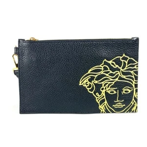 Borsa pochette VERSACE logo Medusa con tracolla pochette pelle nero/giallo - Foto 1 di 14