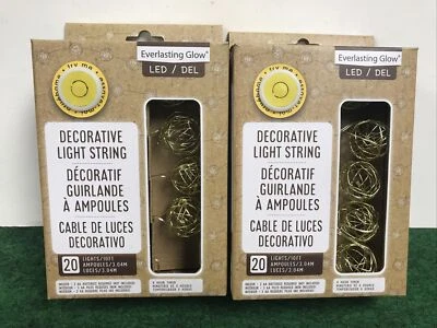 2 Sets 10' LED Wire Ball Light String w/ Timer 93999 20 Light Battery Warm White - Image 1 of 4