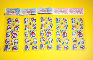 LOT 5x STICKERS SHEETS DORAEMON MANGA CHARACTER HAPPY PLAYING EATING DORAYAKI - Picture 1 of 6