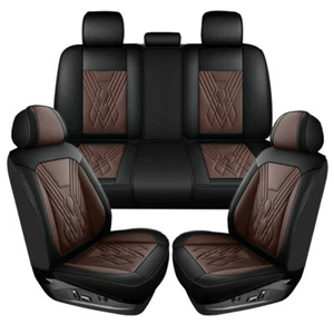 Leather Car Seat Covers Full Set Cushion For Dodge Ram 1500 2500 3500HD Brown - Picture 1 of 14