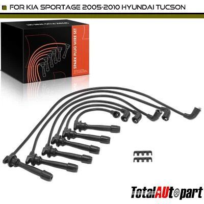 Juego de 6 cables de bujía para Kia Sportage 2005-2010 Hyundai Tucson V6 2,7 L 7 mm Foto 1 de 4