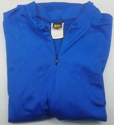 Винтажная велосипедная майка REI на молнии 1/8 задний мешочек синяя точка плетение M - Изображение 1 из 4