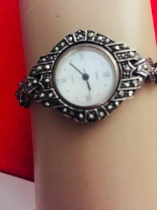 VINTAGE BOMA WATCH LADIES STERLING SILVER AND MARCASITE STONES - Picture 1 of 3