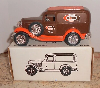 A&W ROOTBEER #4 SODA 1932 FORD PANEL DELIVERY TRUCK 1992 DIECAST ERTL BANK #2190 - Image 1 of 2