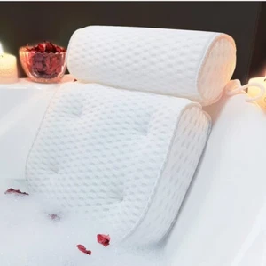 3D Mesh Bath Pillow Home Spa Pillow with 6 Suction Cup for Bathtub Hot Tub - Picture 1 of 6