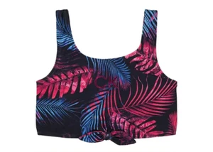 Calvin Klein Dark Tropical Bikini Top Big Girls M (8-10) Black Multi Pullover - Picture 1 of 15