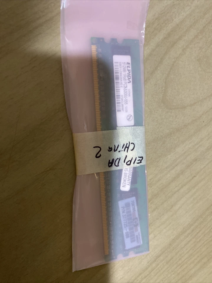 Elpida 512MB 1RX8 PC2-5300U-555 RAM  Lenovo used untested  - Image 1 of 4
