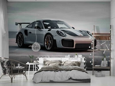 Murales de papel tapiz extraíbles autoadhesivos gris 3D para coche deportivo pared 790 Foto 1 de 4