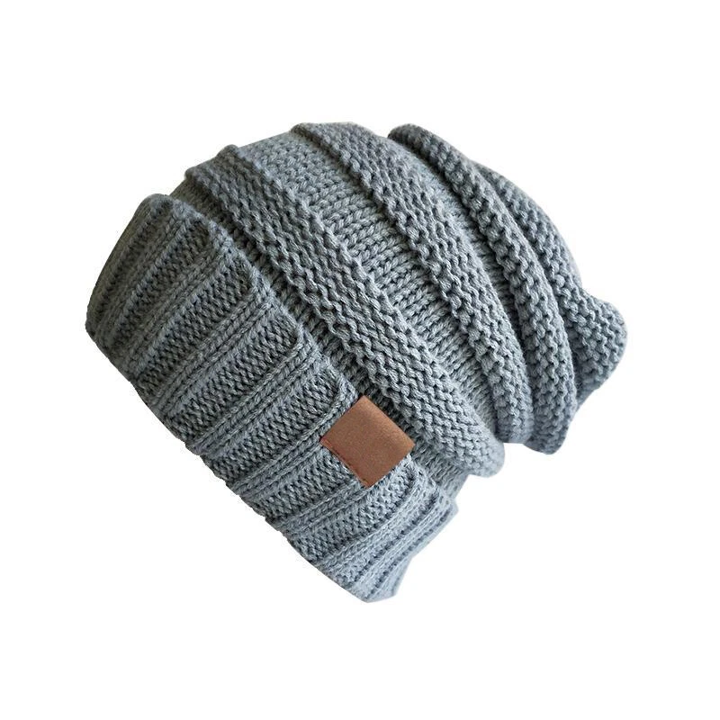 Gorro tejido holgado mujeres hombres esquí liso holgado calavera gorra cálida primavera invierno Foto 1 de 4