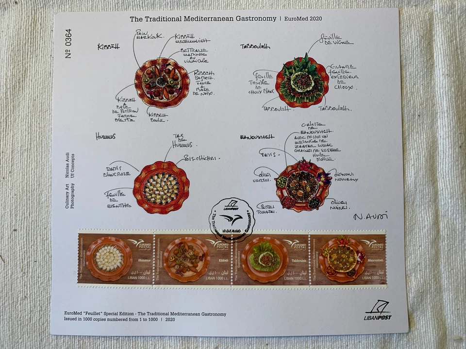 Lebanon 2020 Euro Med Delicatessen Foods From The Middle East  Stamp FDC - Image 1 of 1