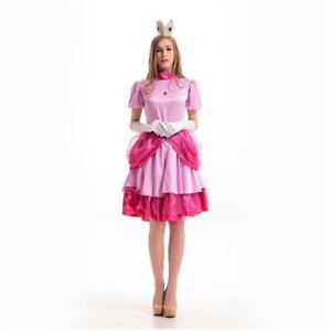 Game Princess Toadstool Peach Cosplay Costume Dress Outfits Halloween Fancy Suit