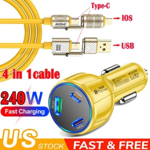 240W USB Type-C ,4-in-1 Data Cord Super Fast Charging Cable For iPhone Samsung - Picture 1 of 17