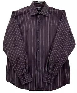 Apt. 9 Men's Size L Long Sleeve Button Up Plum Striped Cotton Shirt - Picture 1 of 9