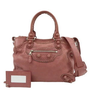 Authentic BALENCIAGA Leather Giant Velo 2Way Bag Hand Bag Pink 258045 Used F/S - Picture 1 of 24