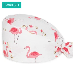 Flamingo printed scrub cap cotton spa beauty salon pet shop dental surgicals cap - Picture 1 of 8