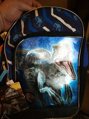 Jurassic World Velociraptor Blue 17'' Backpack Boys School Book Bag NWT - B5 - Image 1 of 4