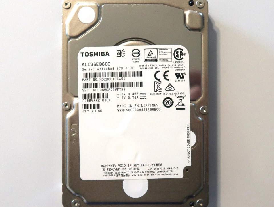 Toshiba AL13SEB600 HDEBC01GEA51 600gb 2.5" SAS HDD FW:0101  **1 YEAR WARRANTY** - Image 1 of 1