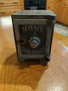 Vintage Cast Iron Bank Home Safe Deposit - Picture 1 of 9