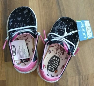 Zapatos sin cordones Hey Dude Wendy para niños pequeños unicornios niñas niños talla 5 negro rosa niños - Imagen 1 de 4