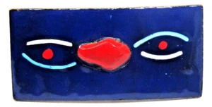 Vintage Copper Tie Clip Abstract Art Baked Enamel Red Eye Formal Accessory - Picture 1 of 4