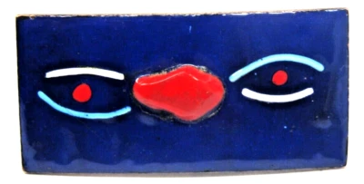 Vintage Copper Tie Clip Abstract Art Baked Enamel Red Eye Formal Accessory - Image 1 of 4