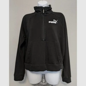 PUMA Black Track Suit Jacket Women's Size M Power Logo Jogger Top Pullover Zip - Picture 1 of 6