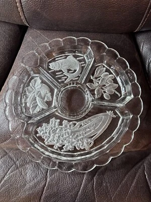 VTG Beautiful 5 Section Crystal Serving Tray Benedict Proctor MFG Mint 12” - Image 1 of 4